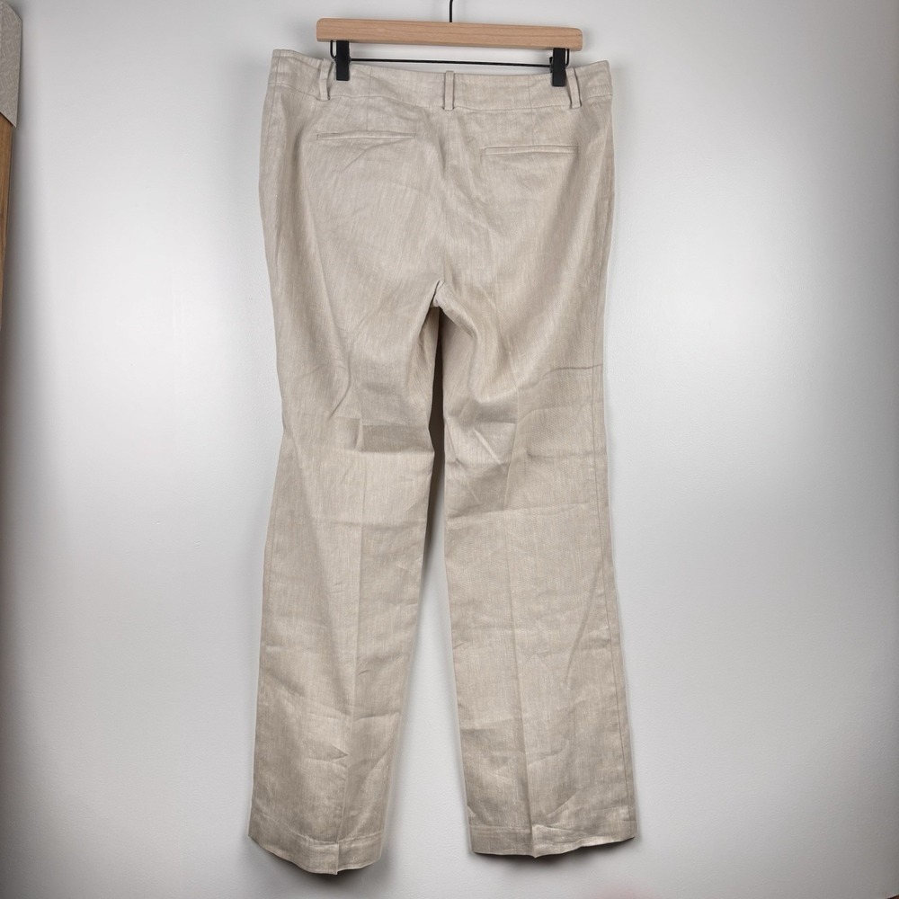 Ann Taylor Women's 12‎ Tan Khaki Linen Blend Stretch Signature Fit Dress Pants - Picture 3 of 5